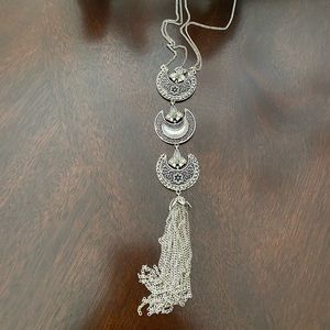 Long Silver Tiered Necklace